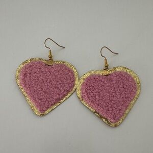 Pink and Gold Heart Earrings